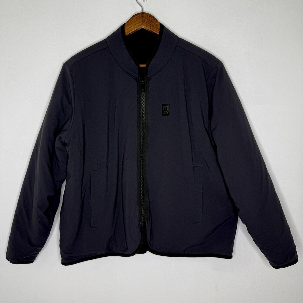 Topo Designs Jacket Mens Small Black Reversible Sherpa Fleece Zip Pockets